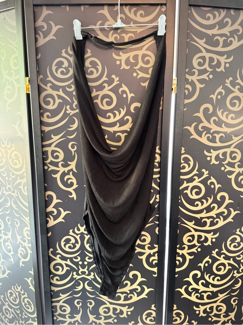 Fashion Nova Black Draped Asymmetrical Skirt